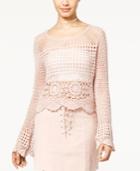 One Hart Juniors' Cotton Crocheted Bell-sleeve Top, Only At Macy's