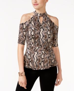 Thalia Sodi Snakeskin-print Cold-shoulder Top, Only At Macy's