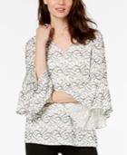 Alfani Lace Bell-sleeve Top, Created For Macy's