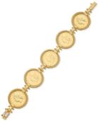 Italian Gold Lire Coin Bracelet In 14k Gold-plated Sterling Silver And 14k Gold-plated Bronze