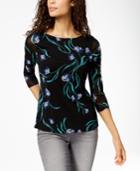 Charter Club Printed 3/4-sleeve Top, Created For Macy's