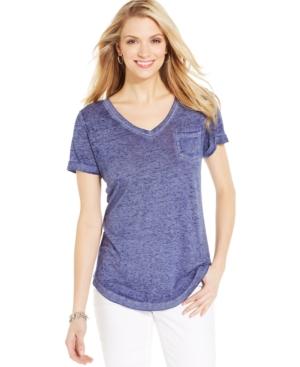 Style & Co. V-neck Burnout Pocket Tee