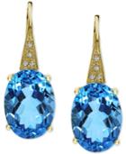 Effy Blue Topaz (13-3/4 Ct. T.w.) & Diamond Accent Drop Earrings In 14k Gold
