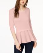 Kensie Layered Woven-hem Peplum Top