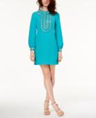 Trina Turk Kapona Embellished Bishop-sleeve Dress