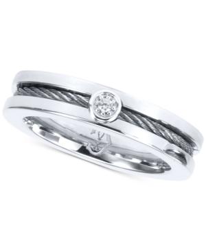 Charriol Diamond Accent Twisted Cable Ring In Stainless Steel