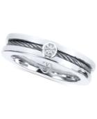 Charriol Diamond Accent Twisted Cable Ring In Stainless Steel