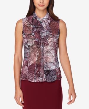 Tahari Asl Printed Ruffled Top