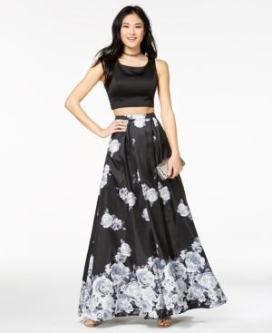 Sequin Hearts Juniors' Printed-skirt 2-pc. Gown, A Macy's Exclusive Style