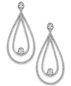 Danori Silver-tone Pave Crystal Double Teardrop Drop Earrings