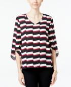 Ny Collection Petite Printed Angel-sleeve Top