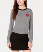 Carbon Copy Heart-embellished Striped Top