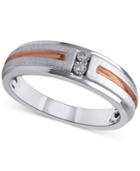 Diamond Accent Men's Wedding Band In Sterling Silver And 14k Rose Gold