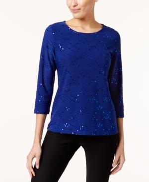 Jm Collection Sequined Jacquard Top, Created For Macy's
