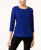 Jm Collection Sequined Jacquard Top, Created For Macy's