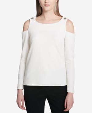 Calvin Klein Textured Cold-shoulder Top