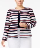 Tahari Asl Plus Size Striped Flyaway Blazer