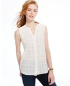 Tommy Hilfiger Cotton Gauze Pintucked Semi-sheer Top