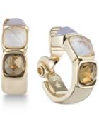 Anne Klein Gold-tone Multi-crystal Clip-on Hoop Earrings