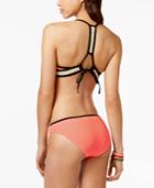 California Waves Sea Shore Crochet-trim Halter Bikini Top Women's Swimsuit