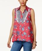 Style & Co Floral-print Sleeveless Shirt, Only At Macy's