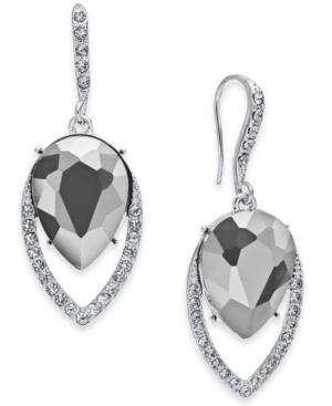 I.n.c. Cubic Zirconia Single Drop Earrings In Rhodium Hematite, Created For Macy's