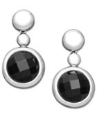 Sterling Silver Earrings, Onyx Drop Earrings (15-16mm)