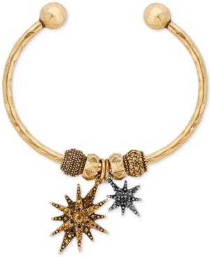 Lucky Brand Two-tone Pave Star Charm Cuff Bracelet
