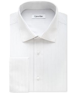 Calvin Klein Steel Men's Classic-fit Non-iron Performance Charcoal Striped Dress Shirt