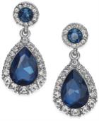 Charter Club Silver-tone Pave & Stone Drop Earrings, Created For Macy's
