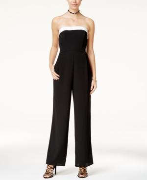 Teeze Me Juniors' Strapless Bow-detail Jumpsuit
