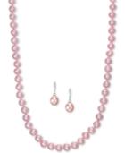 2-pc. Set Pink Cultured Freshwater Pearl (7 & 9-1/2mm) Strand Necklace And Matching Drop Earrings In Sterling Silver