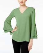 Alfani V-neck Poet-sleeve Top, Created For Macy's