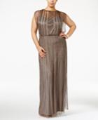 Adrianna Papell Plus Size Beaded Illusion Blouson Gown