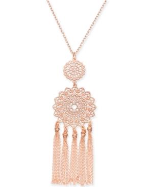 I.n.c. Rose Gold-tone Filigree & Fringe Pendant Necklace, 32 + 3 Extender, Created For Macy's