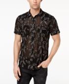 Guess Men's Jungle Leaf Embroidered Sheer Shirt