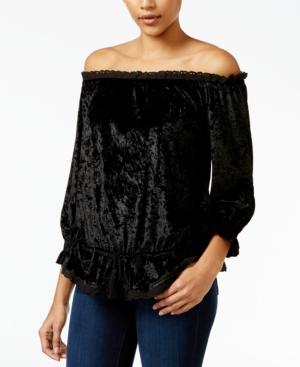 William Rast Grace Velvet Off-the-shoulder Top