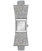 Kate Spade New York Women's Kenmare Swarovski Crystal White Leather, Fabric & Stainless Steel Bow-tie Strap Watch 20mm Ksw1184