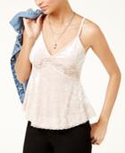 American Rag Juniors' Lace-trimmed Crushed Velvet Cami, Created For Macy's
