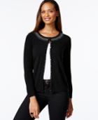 Karen Scott Petite Rhinestone-trim Cardigan, Only At Macy's