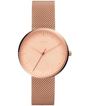 Fossil Women's Essentialist Rose Gold-tone Stainless Steel Mesh Bracelet Watch 38mm