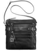Giani Bernini Pebble Leather Multi Zip Pocket Crossbody Bag
