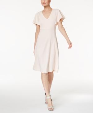 Calvin Klein Flutter Sleeve A-line Dress