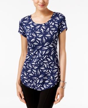 Alfani Petite Printed Shirttail-hem Top, Only At Macy's