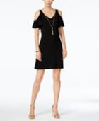 Msk Cold-shoulder Tassel Necklace Dress