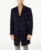 Tommy Hilfiger Men's Barnes Modern-fit Blue Plaid Overcoat