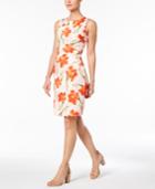 Calvin Klein Floral-print Seamed Sheath Dress