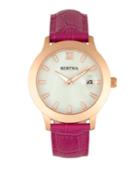 Bertha Quartz Eden Collection Fuchsia And Rose Gold Leather Watch 38mm