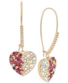 Betsey Johnson Gold-tone Crystal Heart Drop Earrings