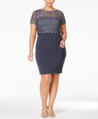 Betsy & Adam Plus Size Lace Pleated Sheath Dress